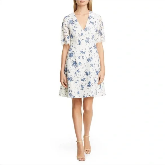 Lela Rose Dresses Lela Rose Lace Flutter Sleeve Dress